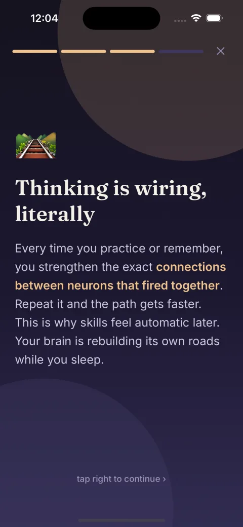 A lesson card: thinking is wiring, literally